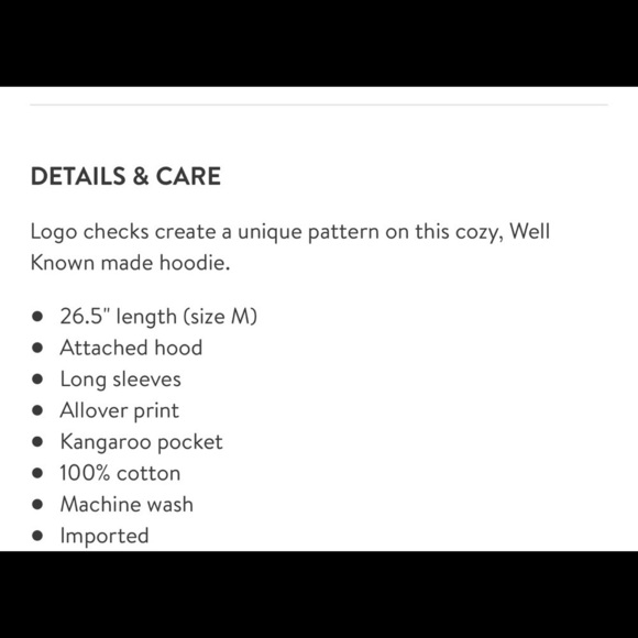 New! Well Known Studios Men's Size Medium The Crosby Checkered Pullover Hoodie - Picture 4 of 4